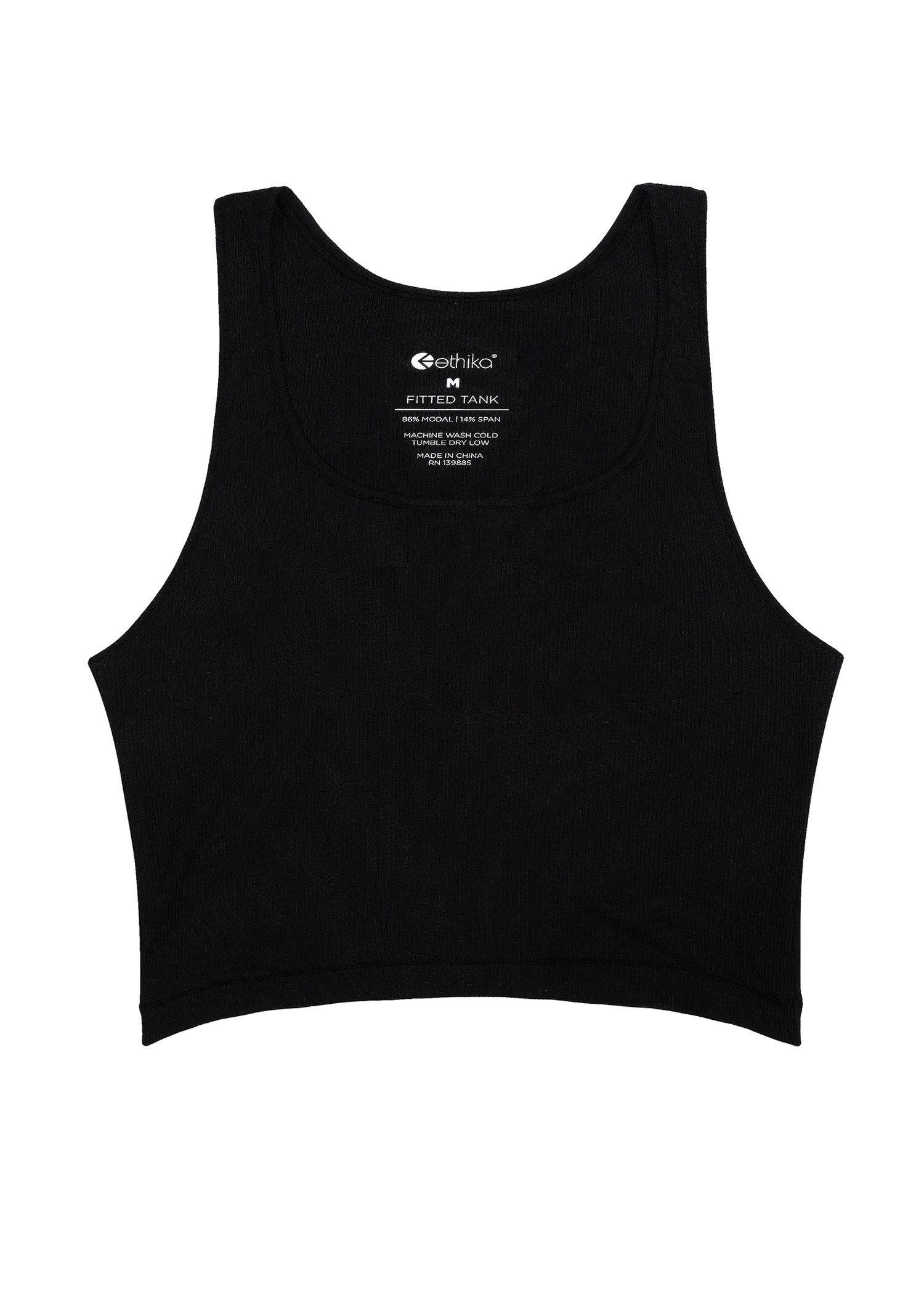 WOMENS RIBBED CROP TANK Black | Ethika